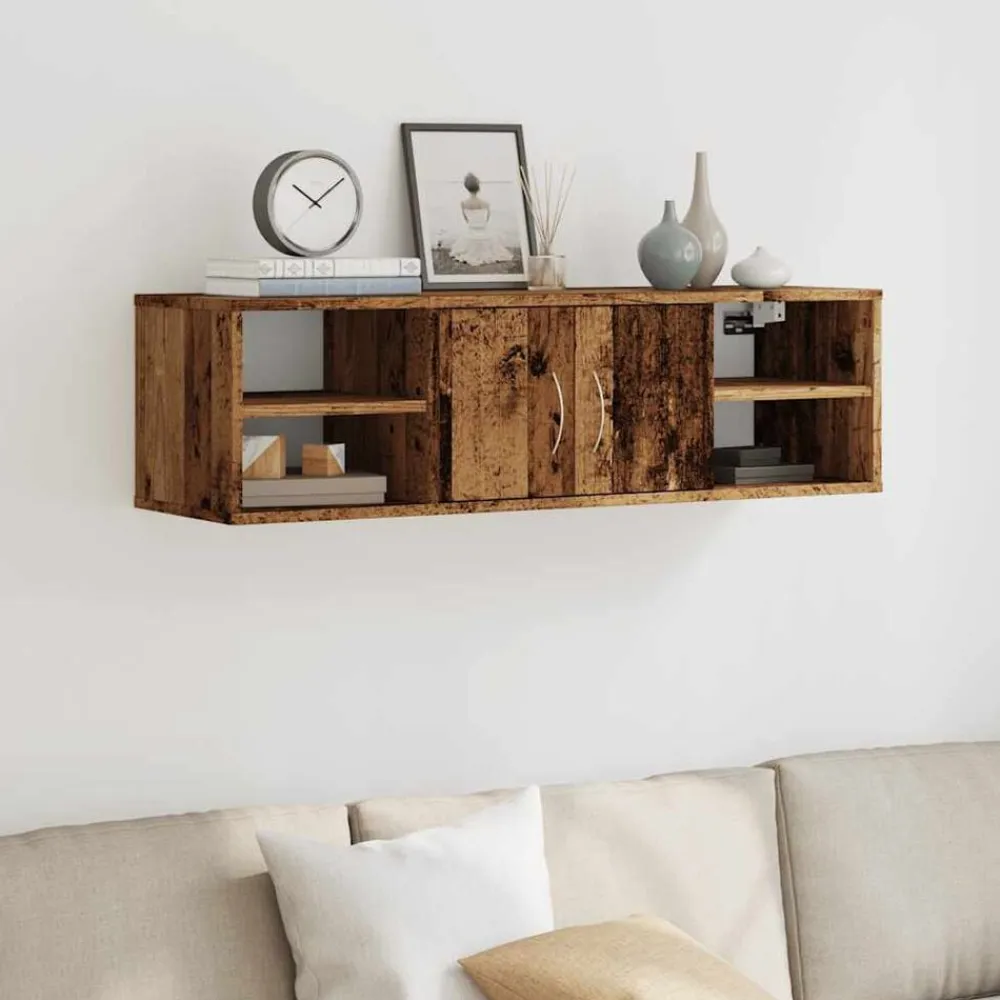 vidaXL Armario de pared madera de ingeniería madera vieja 101x30x29 cm Madera antigua