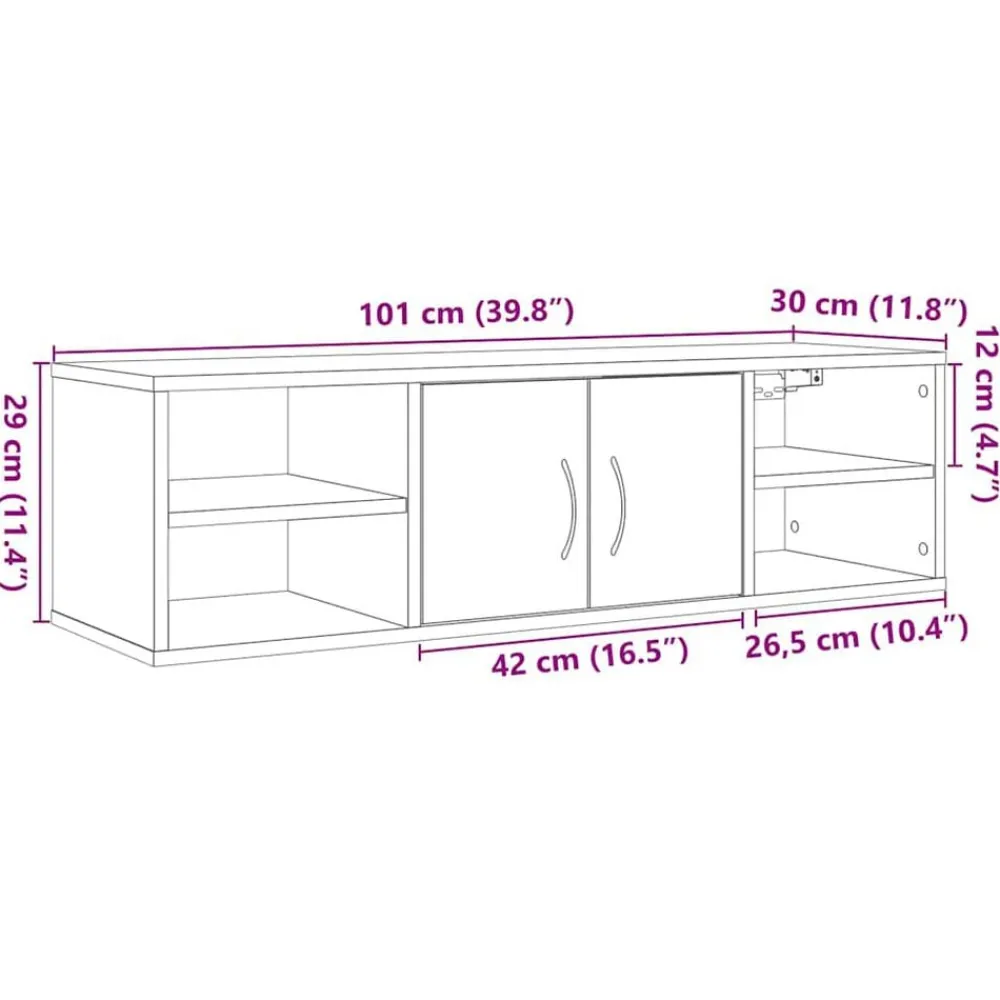 vidaXL Armario de pared madera de ingeniería madera vieja 101x30x29 cm Madera antigua