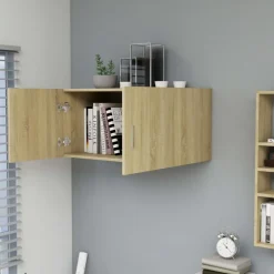 vidaXL Estanterías-Armario de pared madera ingeniería 80x39x40 cm