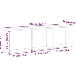 vidaXL Armario de pared madera ingeniería marrón roble 100x16x30 cm Marrón roble Hot