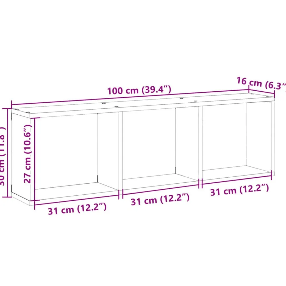 vidaXL Armario de pared madera ingeniería marrón roble 100x16x30 cm Marrón roble Hot