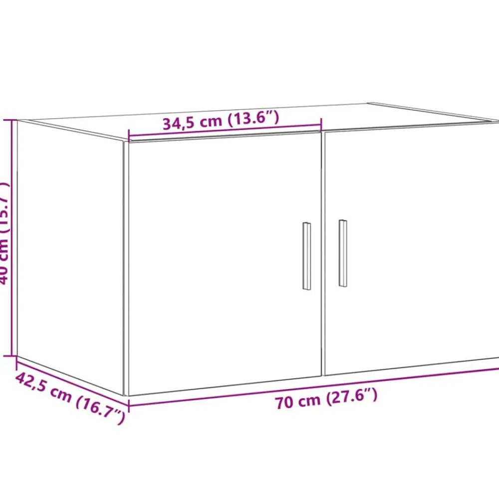 vidaXL Armarios Y Almacenamiento-Armario de pared madera ingeniería 70x42,5x40 cm