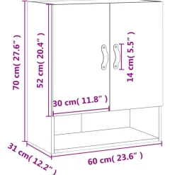 vidaXL Armario de pared madera de ingeniería 60x31x70 cm Gris sonoma Best