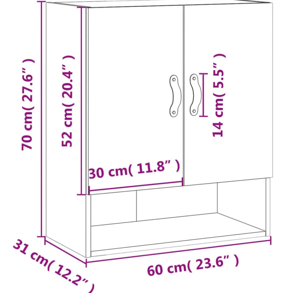 vidaXL Armario de pared madera de ingeniería 60x31x70 cm Gris sonoma Best