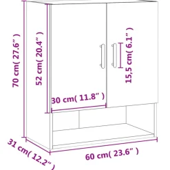 vidaXL Armario de pared madera de ingeniería 60x31x70 cm Roble Sonoma