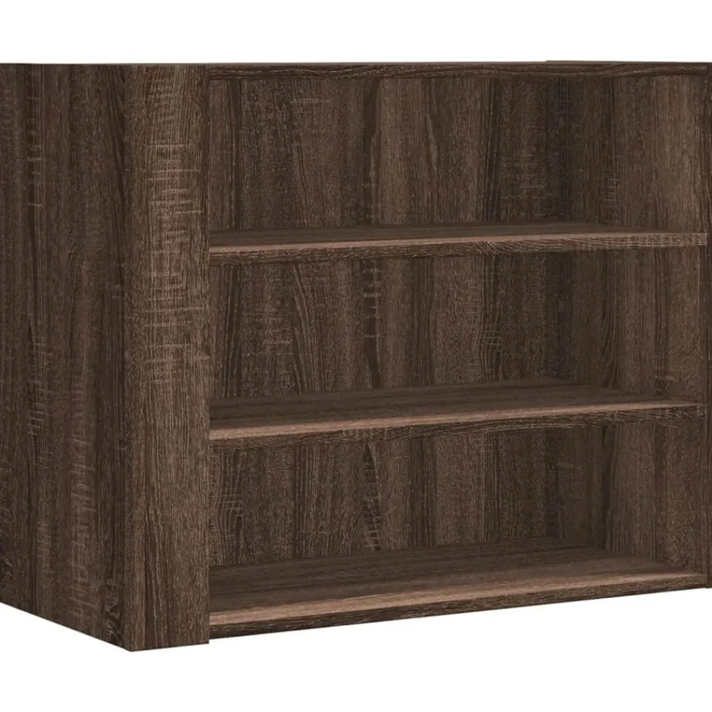 vidaXL Estanterías-Armario de pared madera de ingeniería marrón roble 75x35x60 cm