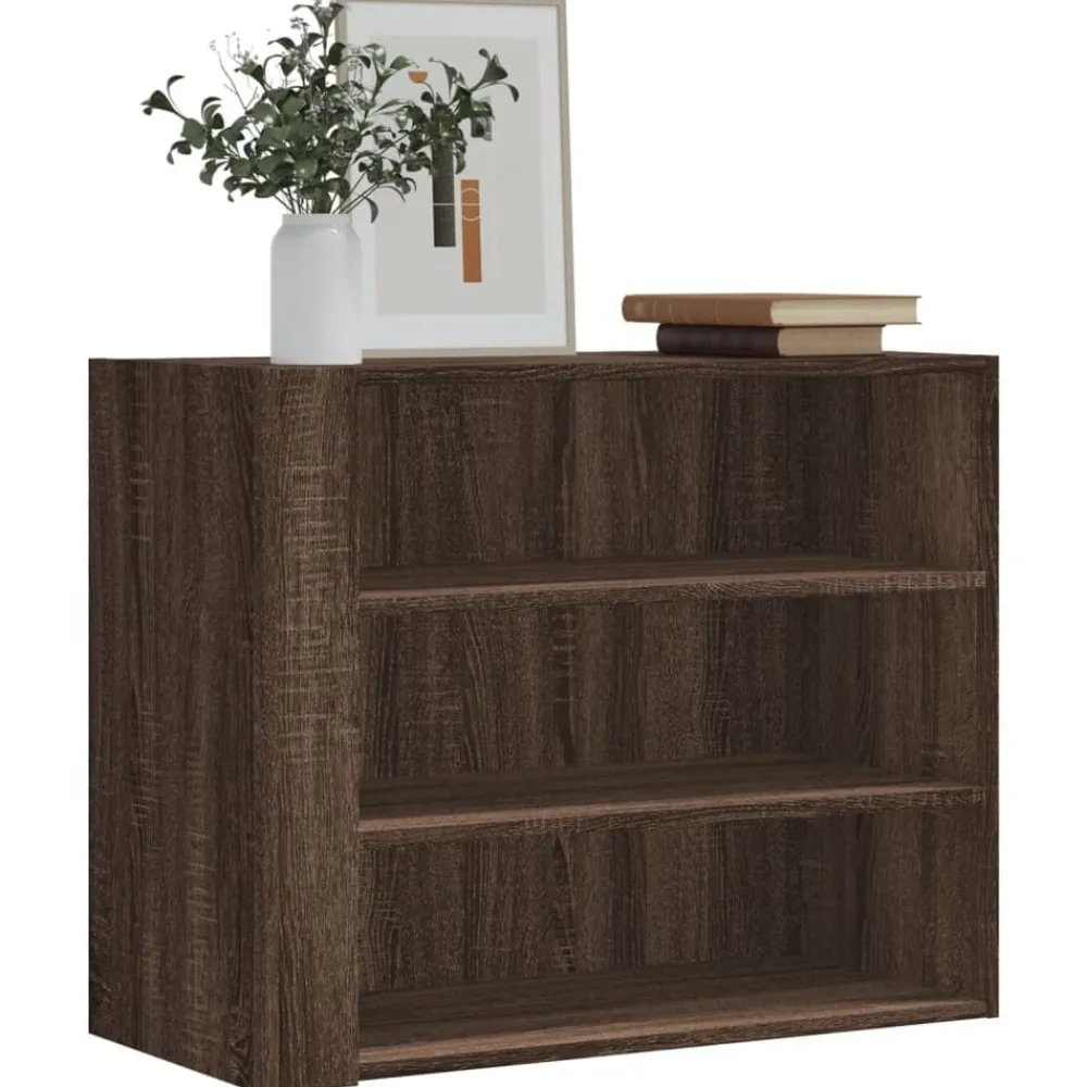vidaXL Estanterías-Armario de pared madera de ingeniería marrón roble 75x35x60 cm