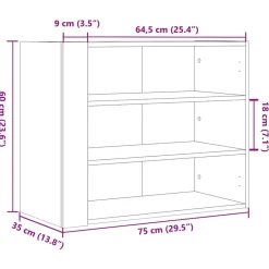 vidaXL Estanterías-Armario de pared madera de ingeniería marrón roble 75x35x60 cm
