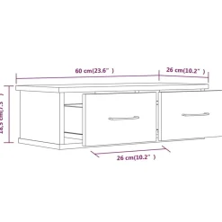vidaXL Estanterías-Armario de pared madera contrachapada 60x26x18,5 cm