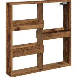 vidaXL Estanterías-Armario de pared madera ingeniería madera envejecida 80x15x80cm