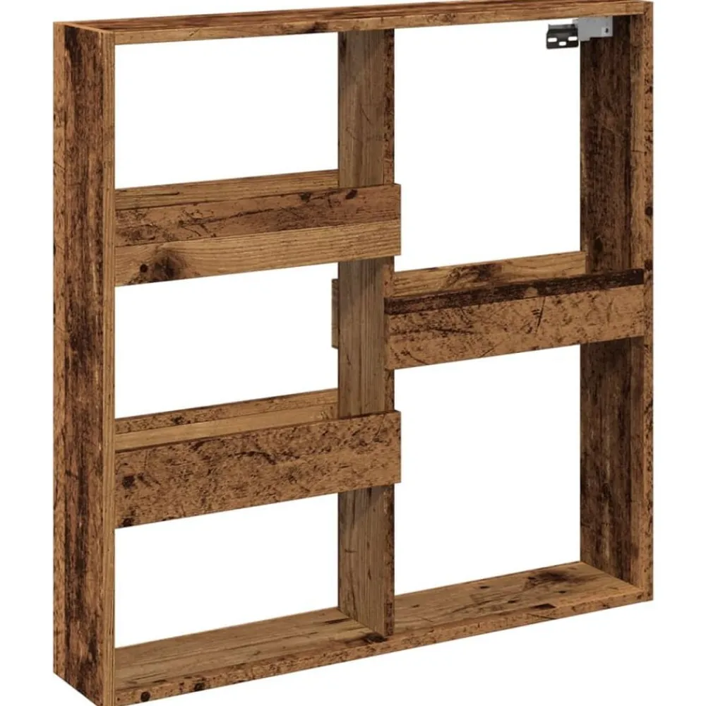 vidaXL Estanterías-Armario de pared madera ingeniería madera envejecida 80x15x80cm