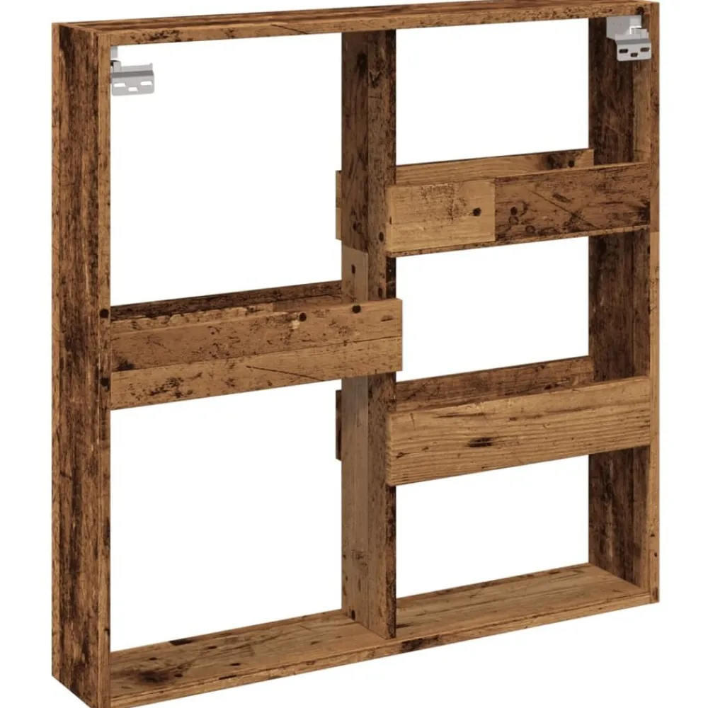vidaXL Estanterías-Armario de pared madera ingeniería madera envejecida 80x15x80cm