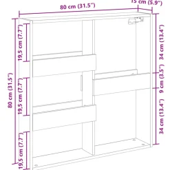 vidaXL Estanterías-Armario de pared madera ingeniería madera envejecida 80x15x80cm
