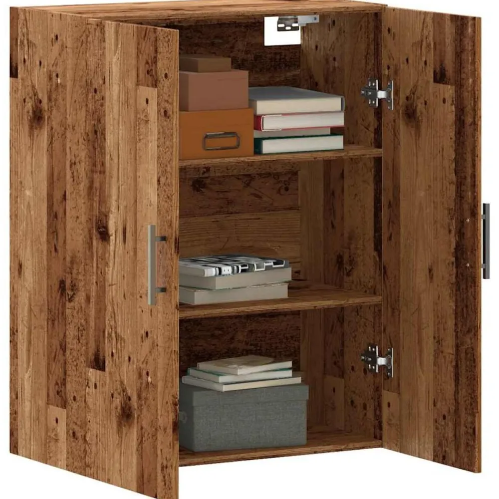 vidaXL Armarios Y Almacenamiento-Armario de pared madera de ingeniería envejecida 69,5x34x90 cm