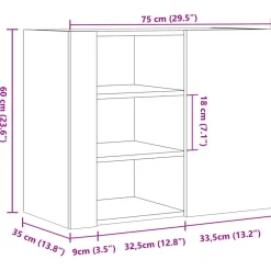 vidaXL Armario de pared madera de ingeniería 75x35x60 cm Gris sonoma Sale