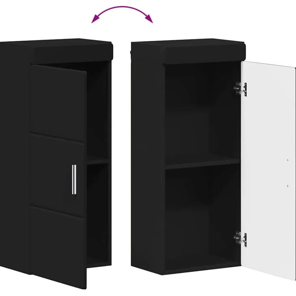 vidaXL Armario de pared para baño TULUM 37 x 24,5 x 86 cm Negro Discount