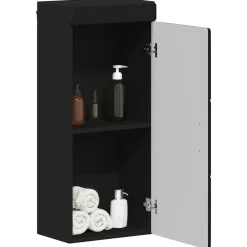 vidaXL Armario de pared para baño TULUM 37 x 24,5 x 86 cm Negro Discount