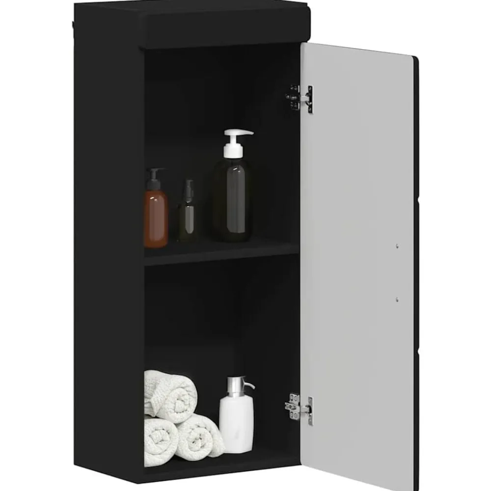 vidaXL Armario de pared para baño TULUM 37 x 24,5 x 86 cm Negro Discount