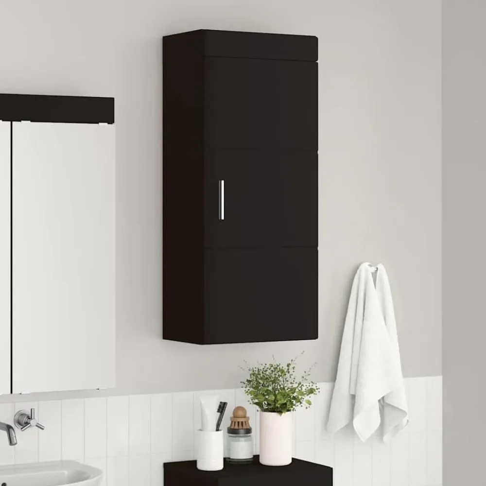 vidaXL Armario de pared para baño TULUM 37 x 24,5 x 86 cm Negro Discount
