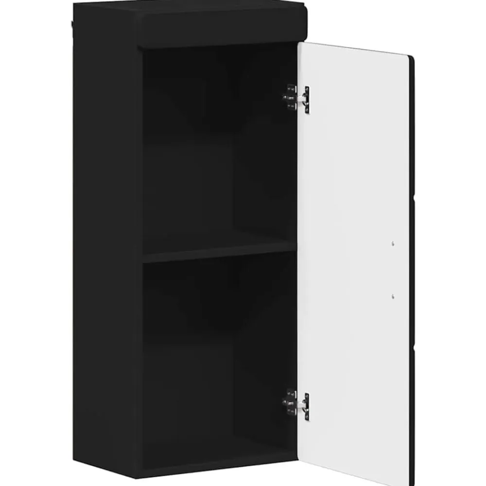 vidaXL Armario de pared para baño TULUM 37 x 24,5 x 86 cm Negro Discount