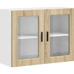 vidaXL Armarios Y Almacenamiento-Armario de pared para cocina puerta cristal Porto roble sonoma