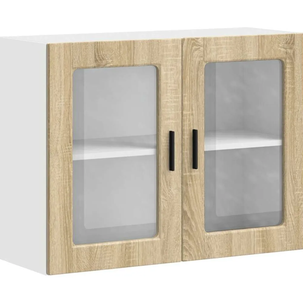 vidaXL Armarios Y Almacenamiento-Armario de pared para cocina puerta cristal Porto roble sonoma