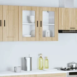 vidaXL Armarios Y Almacenamiento-Armario de pared para cocina puerta cristal Porto roble sonoma