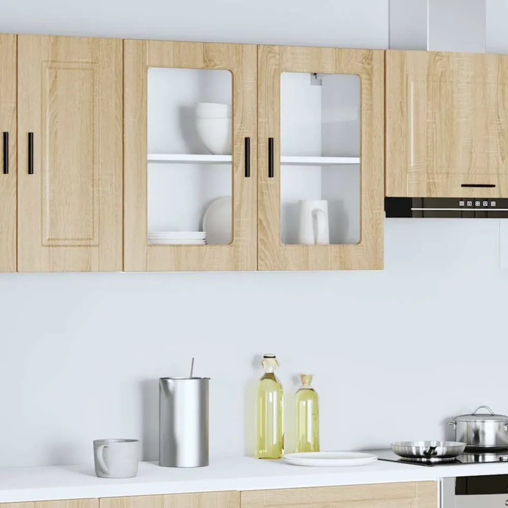 vidaXL Armarios Y Almacenamiento-Armario de pared para cocina puerta cristal Porto roble sonoma