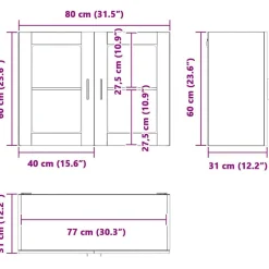 vidaXL Armarios Y Almacenamiento-Armario de pared para cocina puerta cristal Porto roble sonoma