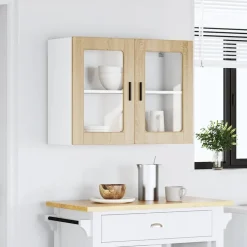 vidaXL Armarios Y Almacenamiento-Armario de pared para cocina puerta cristal Porto roble sonoma