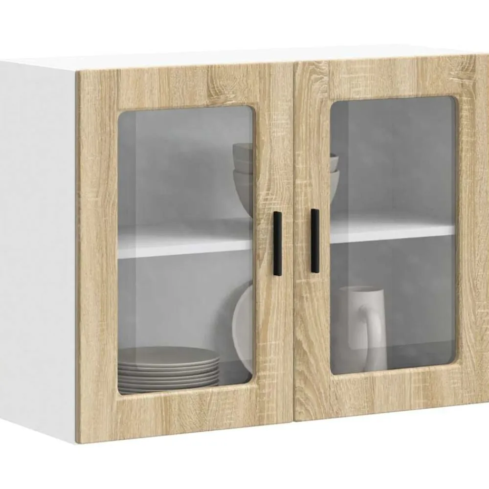 vidaXL Armarios Y Almacenamiento-Armario de pared para cocina puerta cristal Porto roble sonoma