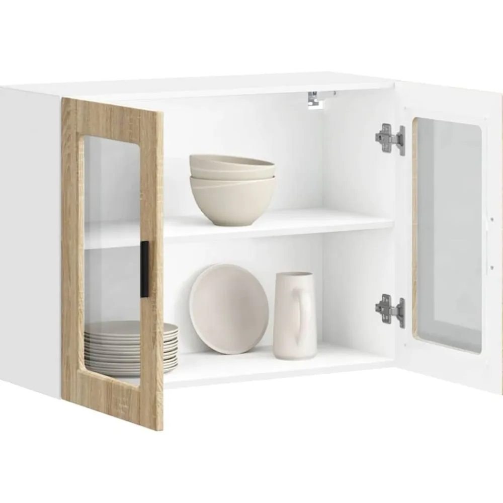 vidaXL Armarios Y Almacenamiento-Armario de pared para cocina puerta cristal Porto roble sonoma