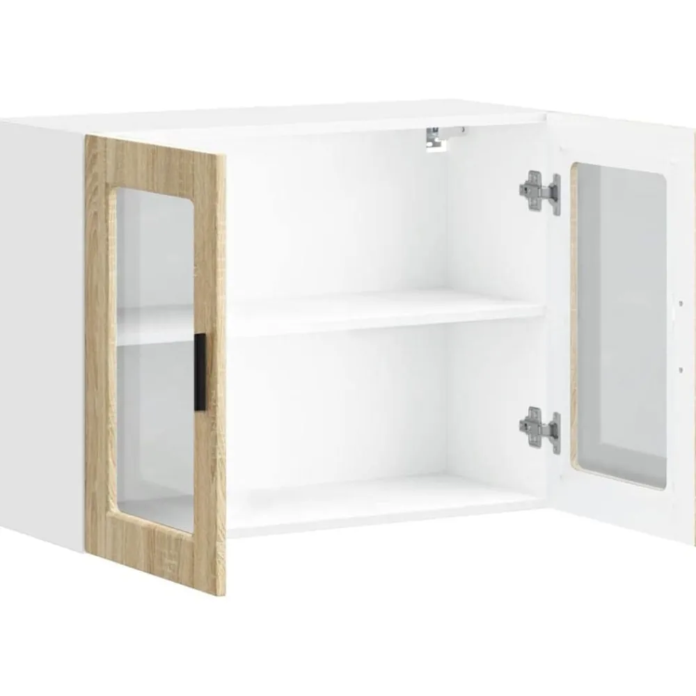 vidaXL Armarios Y Almacenamiento-Armario de pared para cocina puerta cristal Porto roble sonoma