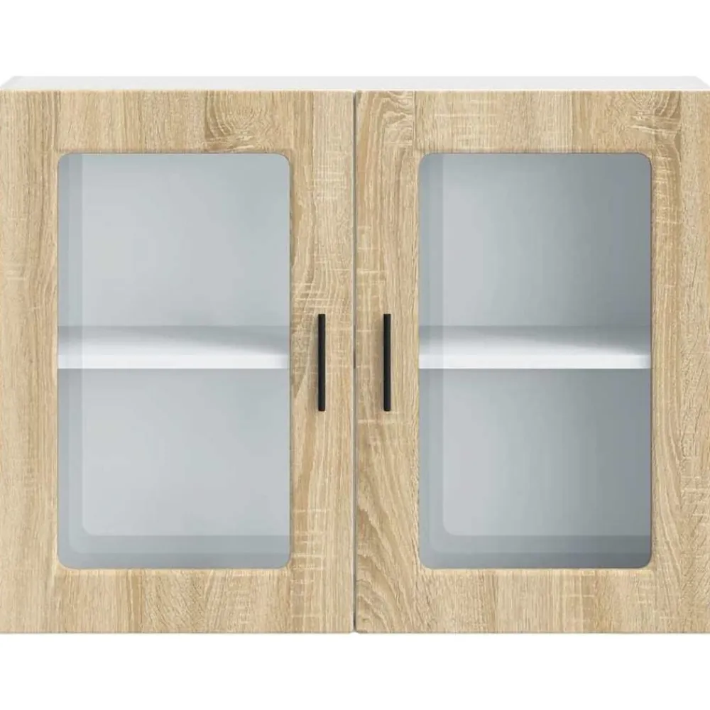 vidaXL Armarios Y Almacenamiento-Armario de pared para cocina puerta cristal Porto roble sonoma