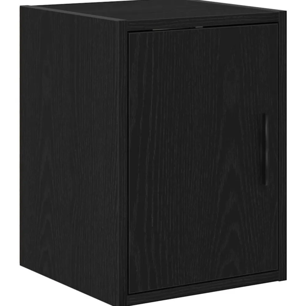 vidaXL Almacenamiento Industrial-Armario de pared para garaje madera de ingeniería negra