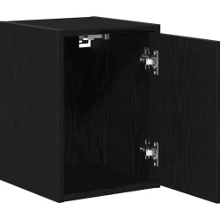 vidaXL Almacenamiento Industrial-Armario de pared para garaje madera de ingeniería negra