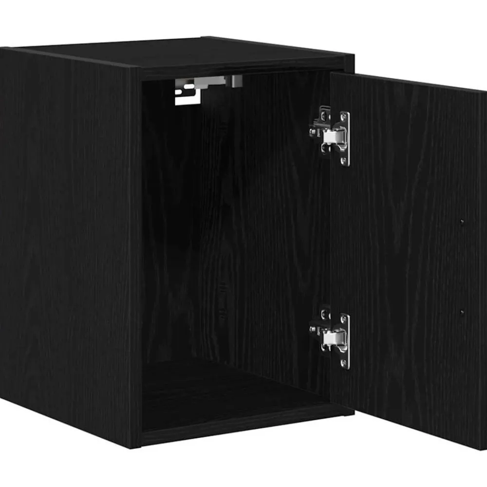 vidaXL Almacenamiento Industrial-Armario de pared para garaje madera de ingeniería negra