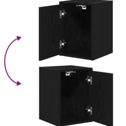 vidaXL Almacenamiento Industrial-Armario de pared para garaje madera de ingeniería negra