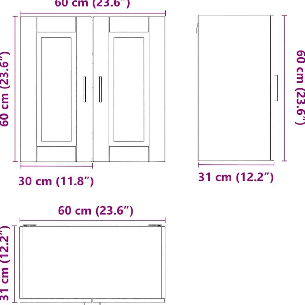 vidaXL Armario de pared para cocina Porto madera de ingeniería blanca Blanco Best