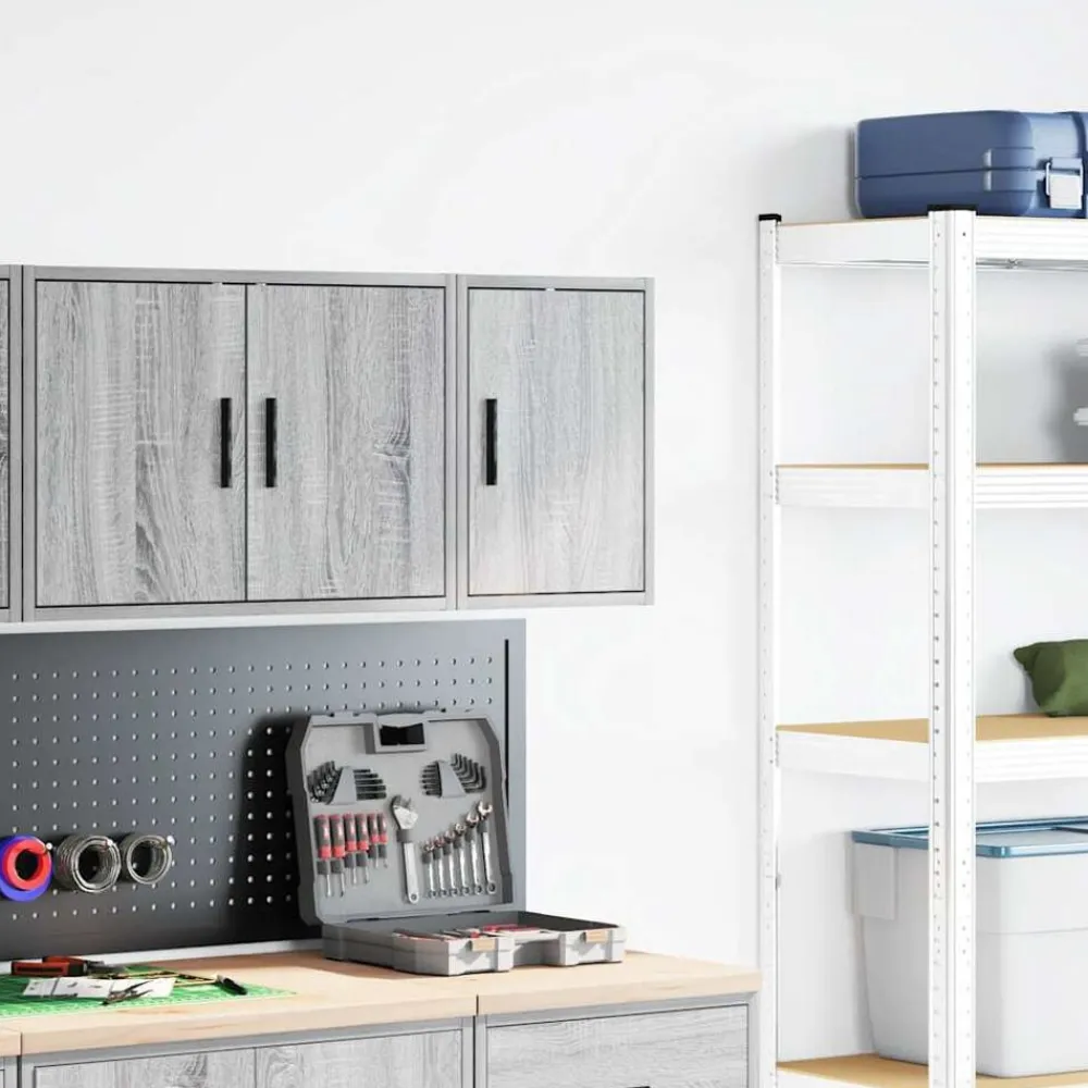 vidaXL Armario de pared para garaje madera de ingeniería Gris sonoma Clearance
