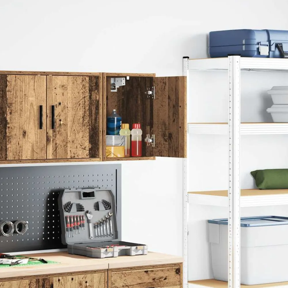 vidaXL Armario de pared para garaje madera ingeniería Madera antigua Clearance