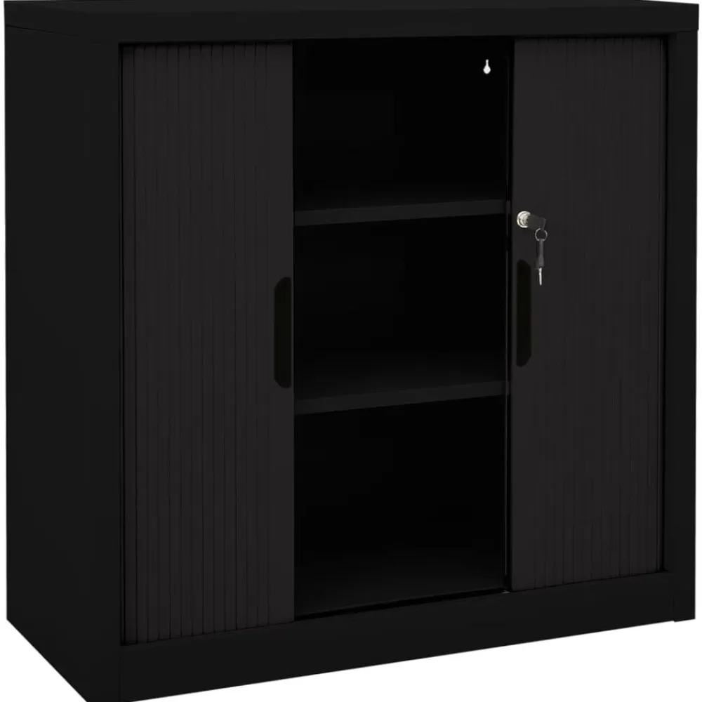 vidaXL Armario de puerta corredera acero 90x40x90 cm Negro Clearance