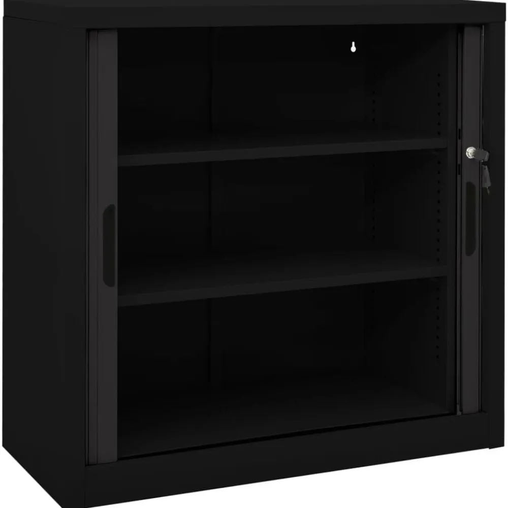 vidaXL Armario de puerta corredera acero 90x40x90 cm Negro Clearance