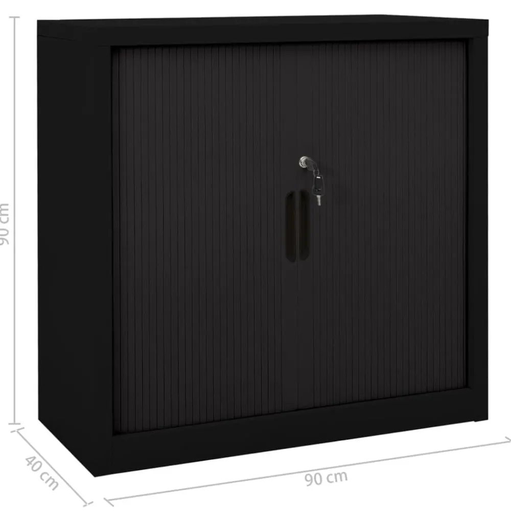 vidaXL Armario de puerta corredera acero 90x40x90 cm Negro Clearance