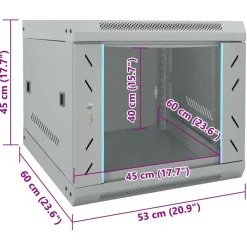 vidaXL Electrónica-Armario de red con almacenamiento 53 x 60 x 45 cm Acero