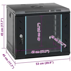 vidaXL Armario de red con almacenamiento 53 x 45 x 45 cm Acero Negro