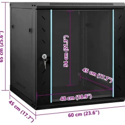 vidaXL Armario de red con almacenamiento 60 x 45 x 65 cm Acero Negro Clearance