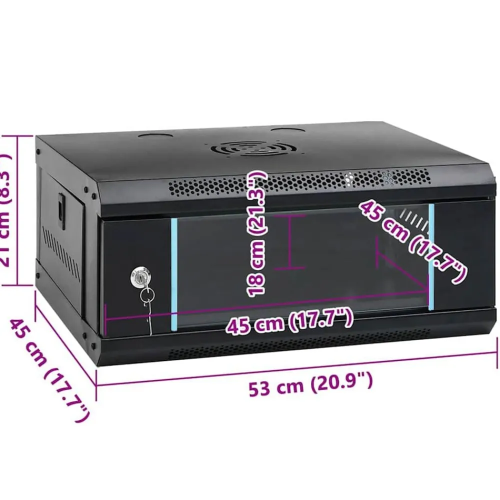 vidaXL Electrónica-Armario de red con almacenamiento 53 x 45 x 21 cm Acero