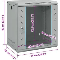 vidaXL Electrónica-Armario de red con almacenamiento 53 x 45 x 60 cm Acero