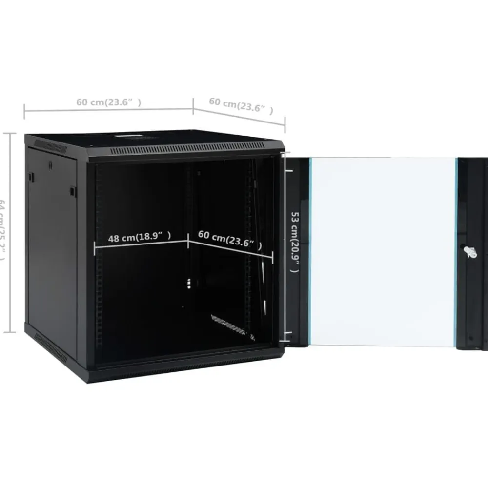 vidaXL Electrónica-Armario de red de pared 12U 19" IP20 600x600x640 mm